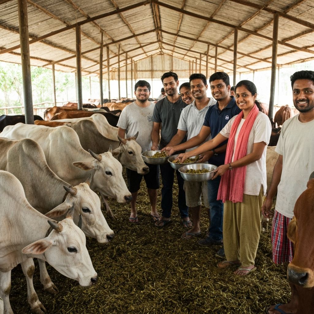 Volunteers at Dallas Goshala